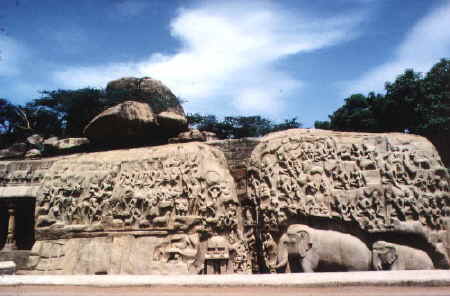 Foto of world largest relief out of one granitblock in Mahabalipuram